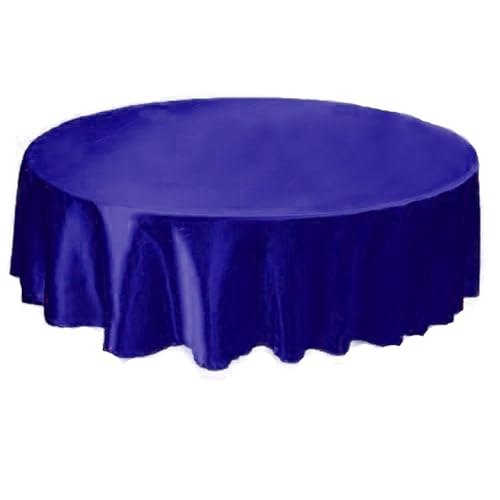 Bankett Tischtuch Tischdecke, rund, Satin, Tischdecke, Tischdecke, for Hotel, Zuhause, Küche, Hochzeit, Party, Tischdekoration(Dark Blue,Round 180cm) von PPQIRU