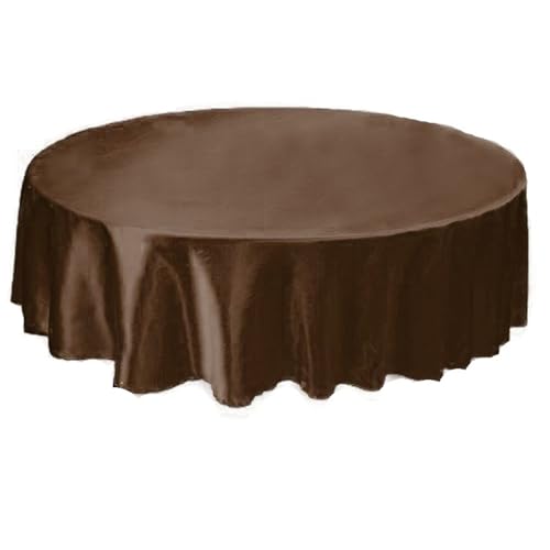 Bankett Tischtuch Tischdecke, rund, Satin, Tischdecke, Tischdecke, for Hotel, Zuhause, Küche, Hochzeit, Party, Tischdekoration(Dark Brown,Round 145cm) von PPQIRU