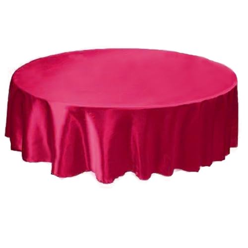 Bankett Tischtuch Tischdecke, rund, Satin, Tischdecke, Tischdecke, for Hotel, Zuhause, Küche, Hochzeit, Party, Tischdekoration(Dark Pink,Round 180cm) von PPQIRU