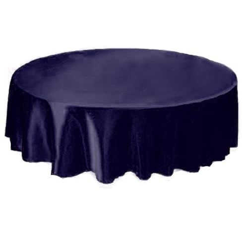 Bankett Tischtuch Tischdecke, rund, Satin, Tischdecke, Tischdecke, for Hotel, Zuhause, Küche, Hochzeit, Party, Tischdekoration(Deep Blue,Round 180cm) von PPQIRU
