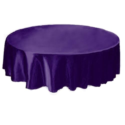 Bankett Tischtuch Tischdecke, rund, Satin, Tischdecke, Tischdecke, for Hotel, Zuhause, Küche, Hochzeit, Party, Tischdekoration(Purple,Round 145cm) von PPQIRU
