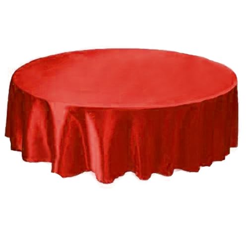 Bankett Tischtuch Tischdecke, rund, Satin, Tischdecke, Tischdecke, for Hotel, Zuhause, Küche, Hochzeit, Party, Tischdekoration(Red,Round 145cm) von PPQIRU