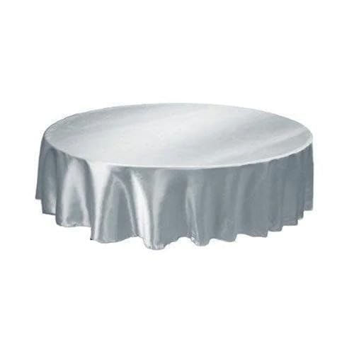 Bankett Tischtuch Tischdecke, rund, Satin, Tischdecke, Tischdecke, for Hotel, Zuhause, Küche, Hochzeit, Party, Tischdekoration(Silver,Round 180cm) von PPQIRU