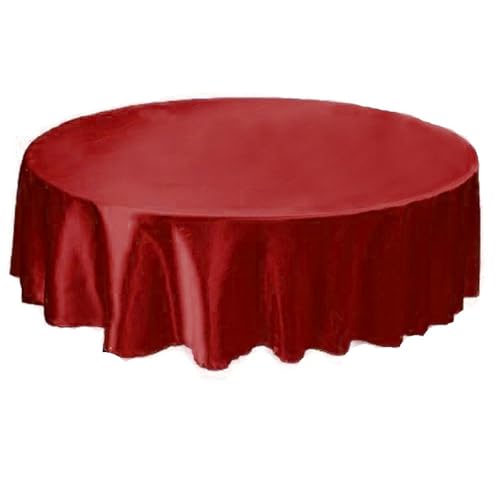 Bankett Tischtuch Tischdecke, rund, Satin, Tischdecke, Tischdecke, for Hotel, Zuhause, Küche, Hochzeit, Party, Tischdekoration(Wine red,Round 180cm) von PPQIRU