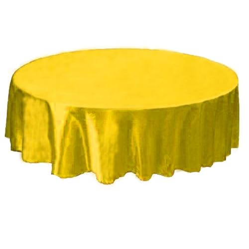 Bankett Tischtuch Tischdecke, rund, Satin, Tischdecke, Tischdecke, for Hotel, Zuhause, Küche, Hochzeit, Party, Tischdekoration(Yellow,Round 145cm) von PPQIRU