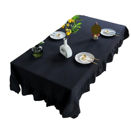 Bankett Tischtuch Tischdecke aus Baumwollstoff, waschbare Tischdecke for Hochzeit, Party, Esszimmer, Bankett, Dekoration, Tischdecke(Black,140x260cm) von PPQIRU