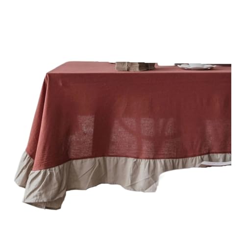 Bankett Tischtuch Tischdecke aus Baumwollstoff, waschbare Tischdecke for Hochzeit, Party, Esszimmer, Bankett, Dekoration, Tischdecke(Deep red,60x60cm) von PPQIRU