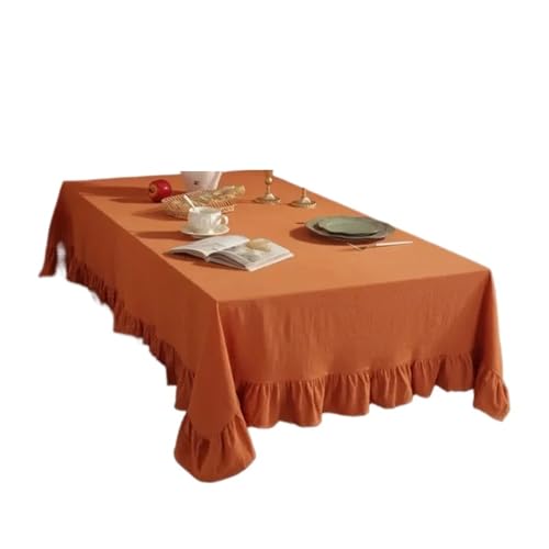 Bankett Tischtuch Tischdecke aus Baumwollstoff, waschbare Tischdecke for Hochzeit, Party, Esszimmer, Bankett, Dekoration, Tischdecke(Orange,140x240cm) von PPQIRU