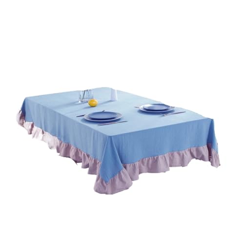 Bankett Tischtuch Tischdecke aus Baumwollstoff, waschbare Tischdecke for Hochzeit, Party, Esszimmer, Bankett, Dekoration, Tischdecke(Sky Blue,60x60cm) von PPQIRU