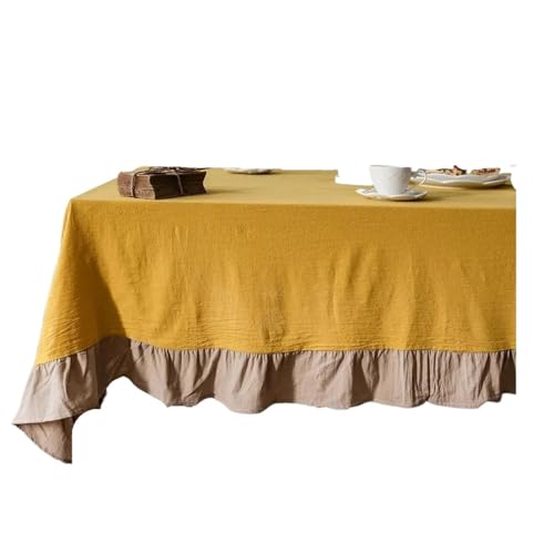 Bankett Tischtuch Tischdecke aus Baumwollstoff, waschbare Tischdecke for Hochzeit, Party, Esszimmer, Bankett, Dekoration, Tischdecke(Yellow beige,60x60cm) von PPQIRU