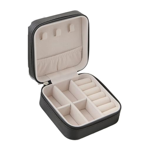 PPQIRU 1 Stück einlagige Aufbewahrungsbox for Damen, Reisen, Leder, Schmuckschatulle, klassische(Black) von PPQIRU