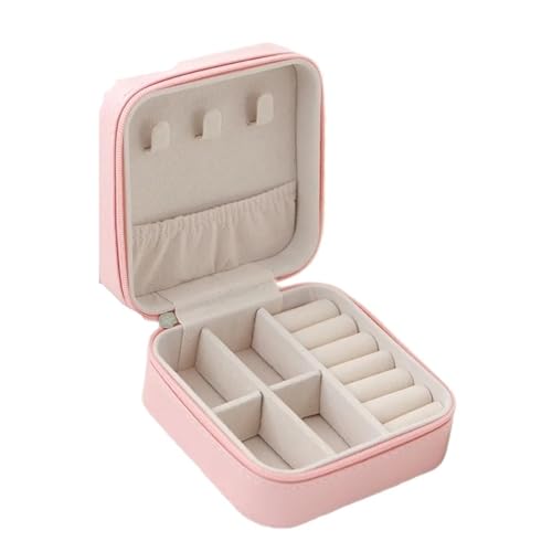 PPQIRU 1 Stück einlagige Aufbewahrungsbox for Damen, Reisen, Leder, Schmuckschatulle, klassische(Pink) von PPQIRU