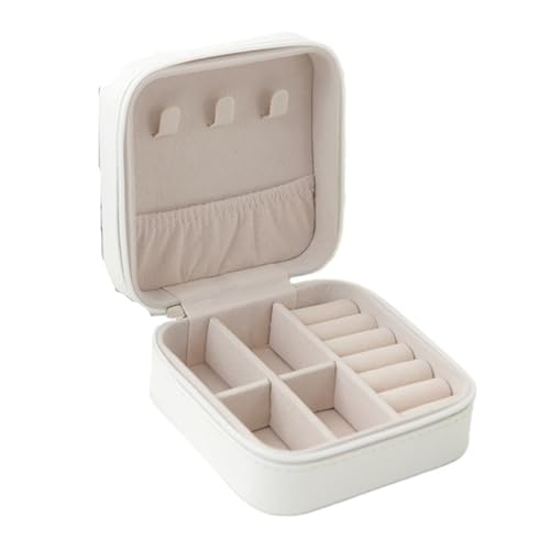 PPQIRU 1 Stück einlagige Aufbewahrungsbox for Damen, Reisen, Leder, Schmuckschatulle, klassische(White) von PPQIRU
