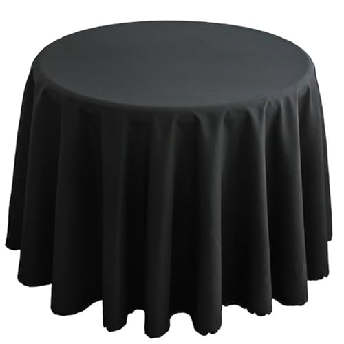 PPQIRU Bankett Tischtuch 1 stücke Polyester Runde Tischdecke Feste Tischdecke for Hochzeit Geburtstag Party Tisch Abdeckung Wohnkultur(Black,Diameter 320CM) von PPQIRU