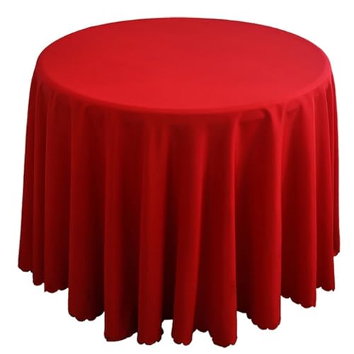 PPQIRU Bankett Tischtuch 1 stücke Polyester Runde Tischdecke Feste Tischdecke for Hochzeit Geburtstag Party Tisch Abdeckung Wohnkultur(Red2,Diameter 140CM) von PPQIRU