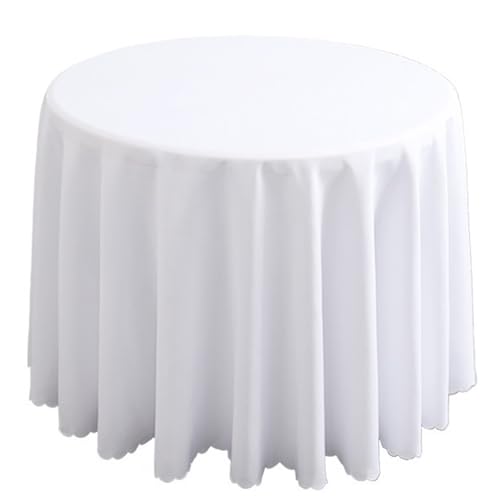 PPQIRU Bankett Tischtuch 1 stücke Polyester Runde Tischdecke Feste Tischdecke for Hochzeit Geburtstag Party Tisch Abdeckung Wohnkultur(White,Diameter 140CM) von PPQIRU