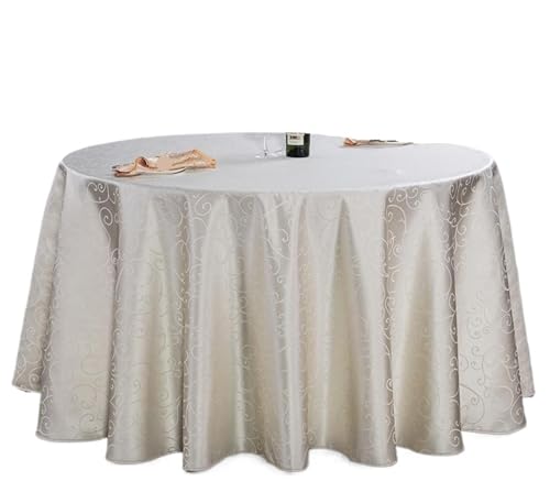 PPQIRU Bankett Tischtuch 10PCS Polyester Tischdecke Gestickte Runde Durchmesser Tischdecke Tisch Stricken Tuch Tisch Abdeckung Hochzeit Dekoration(Beige,Diameter 80inch) von PPQIRU