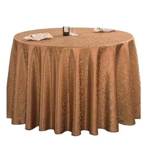 PPQIRU Bankett Tischtuch 10PCS Polyester Tischdecke Gestickte Runde Durchmesser Tischdecke Tisch Stricken Tuch Tisch Abdeckung Hochzeit Dekoration(Light Coffee,Diameter 110inch) von PPQIRU