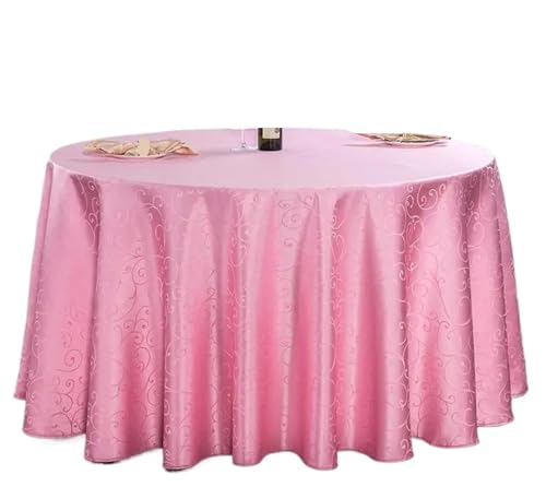 PPQIRU Bankett Tischtuch 10PCS Polyester Tischdecke Gestickte Runde Durchmesser Tischdecke Tisch Stricken Tuch Tisch Abdeckung Hochzeit Dekoration(Pink,Diameter 110inch) von PPQIRU