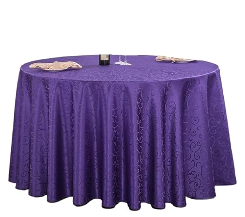 PPQIRU Bankett Tischtuch 10PCS Polyester Tischdecke Gestickte Runde Durchmesser Tischdecke Tisch Stricken Tuch Tisch Abdeckung Hochzeit Dekoration(Purple,Diameter 80inch) von PPQIRU