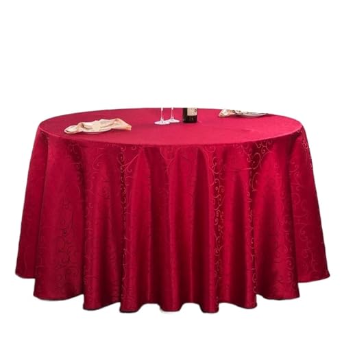 PPQIRU Bankett Tischtuch 10PCS Polyester Tischdecke Gestickte Runde Durchmesser Tischdecke Tisch Stricken Tuch Tisch Abdeckung Hochzeit Dekoration(Red,Diameter 110inch) von PPQIRU