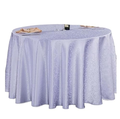 PPQIRU Bankett Tischtuch 10PCS Polyester Tischdecke Gestickte Runde Durchmesser Tischdecke Tisch Stricken Tuch Tisch Abdeckung Hochzeit Dekoration(White,Diameter 80inch) von PPQIRU