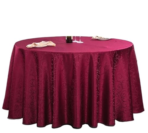 PPQIRU Bankett Tischtuch 10PCS Polyester Tischdecke Gestickte Runde Durchmesser Tischdecke Tisch Stricken Tuch Tisch Abdeckung Hochzeit Dekoration(Wine red,Diameter 70inch) von PPQIRU