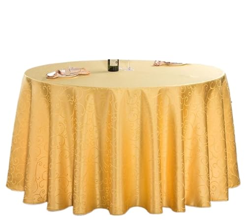PPQIRU Bankett Tischtuch 10PCS Polyester Tischdecke Gestickte Runde Durchmesser Tischdecke Tisch Stricken Tuch Tisch Abdeckung Hochzeit Dekoration(Yellow,Diameter 80inch) von PPQIRU