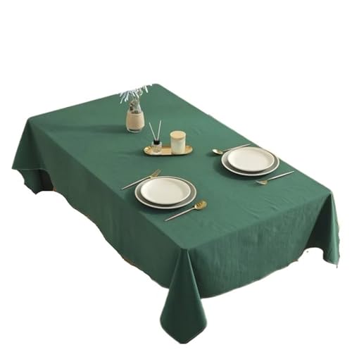 PPQIRU Bankett Tischtuch 135 * 180CM Baumwolle Einfarbig Tischdecke Einfache Rechteck Falten Stoff Esstisch Abdeckung for Esstisch Party Camping(Green) von PPQIRU