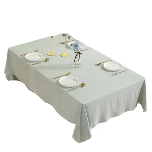 PPQIRU Bankett Tischtuch 135 * 180CM Baumwolle Einfarbig Tischdecke Einfache Rechteck Falten Stoff Esstisch Abdeckung for Esstisch Party Camping(Light Green) von PPQIRU