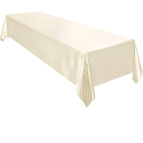 PPQIRU Bankett Tischtuch 2 Stück rechteckige Hochzeit Satin große Tischdecke helle Glatte Seide Tischdecke Bankett Jubiläum Esszimmer Party Tischdekoration(Beige,145x100cm) von PPQIRU