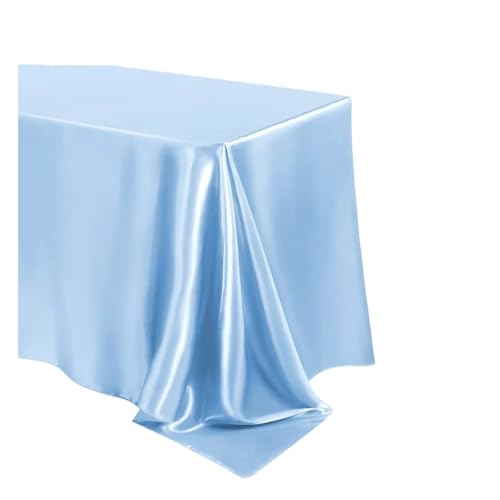 PPQIRU Bankett Tischtuch 2 Stück rechteckige Hochzeit Satin große Tischdecke helle Glatte Seide Tischdecke Bankett Jubiläum Esszimmer Party Tischdekoration(Blue,145x220cm) von PPQIRU