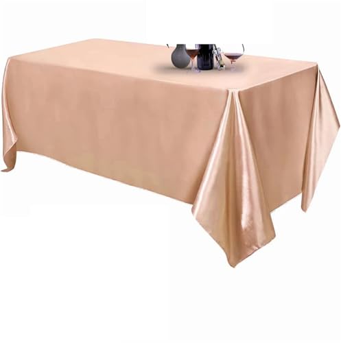 PPQIRU Bankett Tischtuch 2 Stück rechteckige Hochzeit Satin große Tischdecke helle Glatte Seide Tischdecke Bankett Jubiläum Esszimmer Party Tischdekoration(Champagne pink,145x200cm) von PPQIRU