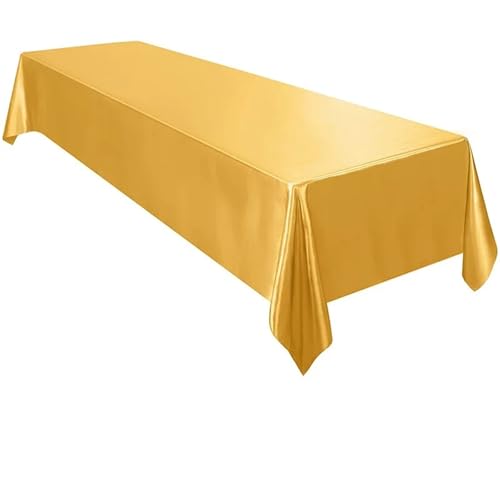 PPQIRU Bankett Tischtuch 2 Stück rechteckige Hochzeit Satin große Tischdecke helle Glatte Seide Tischdecke Bankett Jubiläum Esszimmer Party Tischdekoration(Gold,145x100cm) von PPQIRU