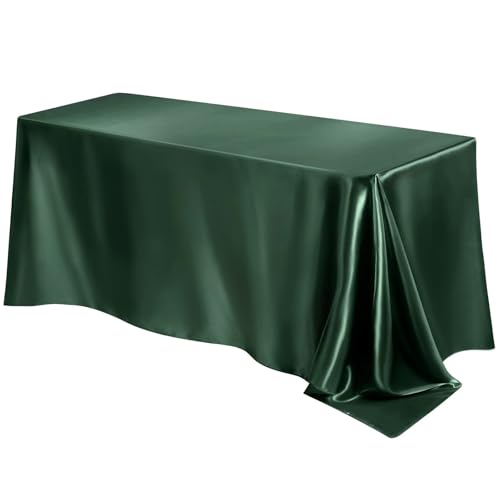 PPQIRU Bankett Tischtuch 2 Stück rechteckige Hochzeit Satin große Tischdecke helle Glatte Seide Tischdecke Bankett Jubiläum Esszimmer Party Tischdekoration(Green,145x145cm) von PPQIRU