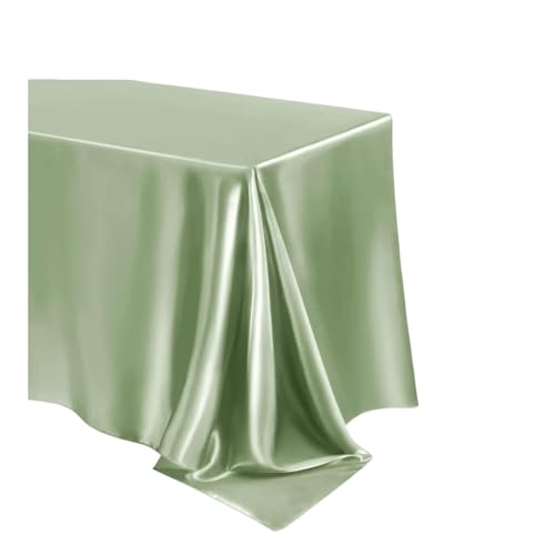 PPQIRU Bankett Tischtuch 2 Stück rechteckige Hochzeit Satin große Tischdecke helle Glatte Seide Tischdecke Bankett Jubiläum Esszimmer Party Tischdekoration(Light Green,145x100cm) von PPQIRU