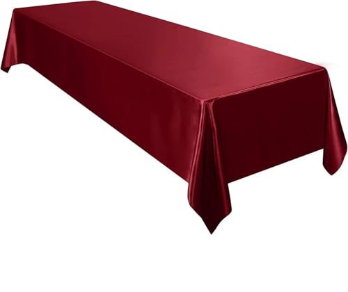 PPQIRU Bankett Tischtuch 2 Stück rechteckige Hochzeit Satin große Tischdecke helle Glatte Seide Tischdecke Bankett Jubiläum Esszimmer Party Tischdekoration(Wine Red,145x180cm) von PPQIRU