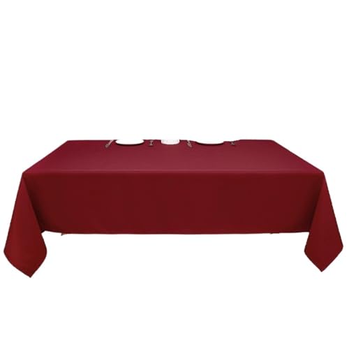 PPQIRU Bankett Tischtuch 2 Stück weinrote Polyester-Anti-Falten-Tischdecke, waschbar und wiederverwendbar, Tischdekoration for Restaurantküchen(150x210cm) von PPQIRU