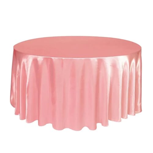 PPQIRU Bankett Tischtuch 2 stücke Satin Runde Tischdecke Einfarbig Overlay Abdeckung Glatten Stoff for Hochzeit Hotel Bankette Tisch Tuch Dekor(Pink,120inch-304cm) von PPQIRU