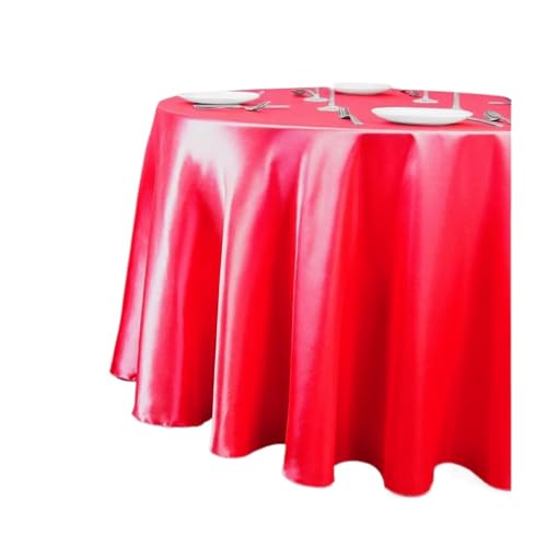 PPQIRU Bankett Tischtuch 2 stücke Satin Runde Tischdecke Einfarbig Overlay Abdeckung Glatten Stoff for Hochzeit Hotel Bankette Tisch Tuch Dekor(Red,78inch-200cm) von PPQIRU