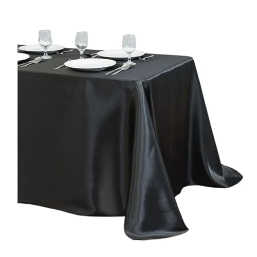 PPQIRU Bankett Tischtuch 2 stücke Tischdecke Satin Tischdecke Tisch Abdeckung for Geburtstag Hochzeit Bankett Restaurant Festival Party Versorgung(Black,145x200cm) von PPQIRU