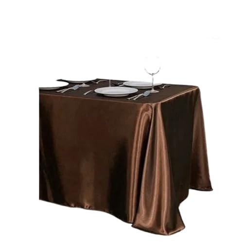 PPQIRU Bankett Tischtuch 2 stücke Tischdecke Satin Tischdecke Tisch Abdeckung for Geburtstag Hochzeit Bankett Restaurant Festival Party Versorgung(Brown,145x366cm) von PPQIRU
