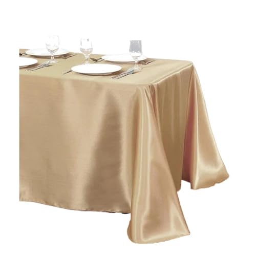 PPQIRU Bankett Tischtuch 2 stücke Tischdecke Satin Tischdecke Tisch Abdeckung for Geburtstag Hochzeit Bankett Restaurant Festival Party Versorgung(Champagne,145x240cm) von PPQIRU
