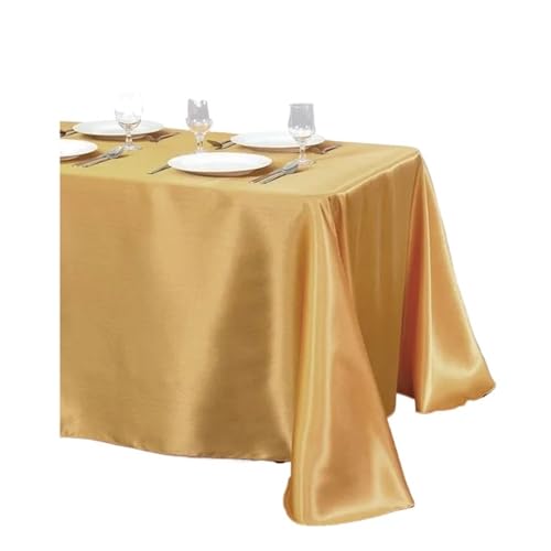 PPQIRU Bankett Tischtuch 2 stücke Tischdecke Satin Tischdecke Tisch Abdeckung for Geburtstag Hochzeit Bankett Restaurant Festival Party Versorgung(Gold,145x300cm) von PPQIRU