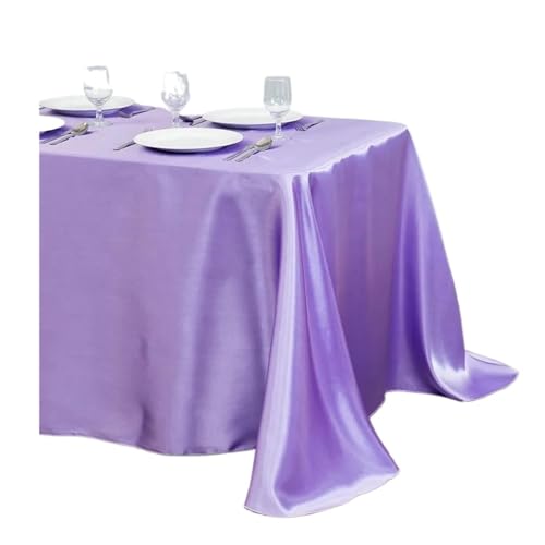 PPQIRU Bankett Tischtuch 2 stücke Tischdecke Satin Tischdecke Tisch Abdeckung for Geburtstag Hochzeit Bankett Restaurant Festival Party Versorgung(Light Purple,145x366cm) von PPQIRU