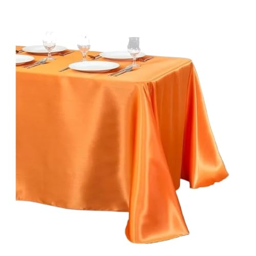 PPQIRU Bankett Tischtuch 2 stücke Tischdecke Satin Tischdecke Tisch Abdeckung for Geburtstag Hochzeit Bankett Restaurant Festival Party Versorgung(Orange,145x275cm) von PPQIRU