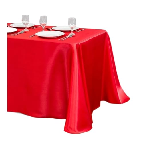 PPQIRU Bankett Tischtuch 2 stücke Tischdecke Satin Tischdecke Tisch Abdeckung for Geburtstag Hochzeit Bankett Restaurant Festival Party Versorgung(Red,145x275cm) von PPQIRU