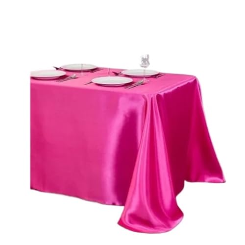 PPQIRU Bankett Tischtuch 2 stücke Tischdecke Satin Tischdecke Tisch Abdeckung for Geburtstag Hochzeit Bankett Restaurant Festival Party Versorgung(Rose Red,145x335cm) von PPQIRU