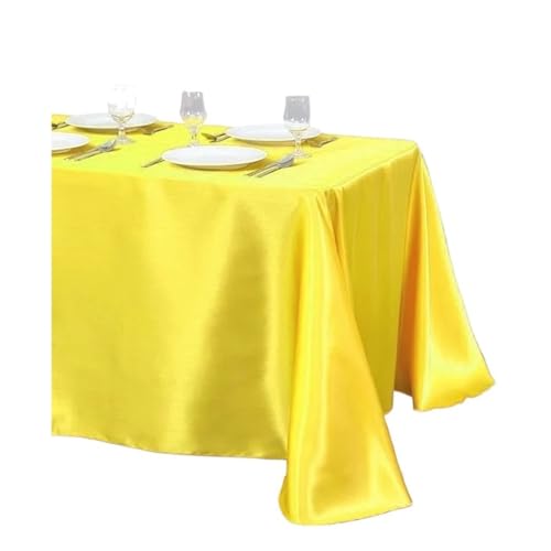 PPQIRU Bankett Tischtuch 2 stücke Tischdecke Satin Tischdecke Tisch Abdeckung for Geburtstag Hochzeit Bankett Restaurant Festival Party Versorgung(Yellow,145x145cm) von PPQIRU