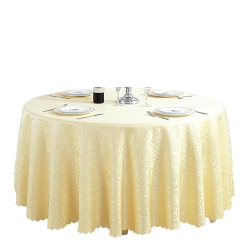 PPQIRU Bankett Tischtuch Polyester-Tischdecke, Hotel-Hochzeitsbankett-Party-Dekoration, runde Tischdecken, Tischauflagen, Bedruckte Heimdekoration(Beige,320cm) von PPQIRU